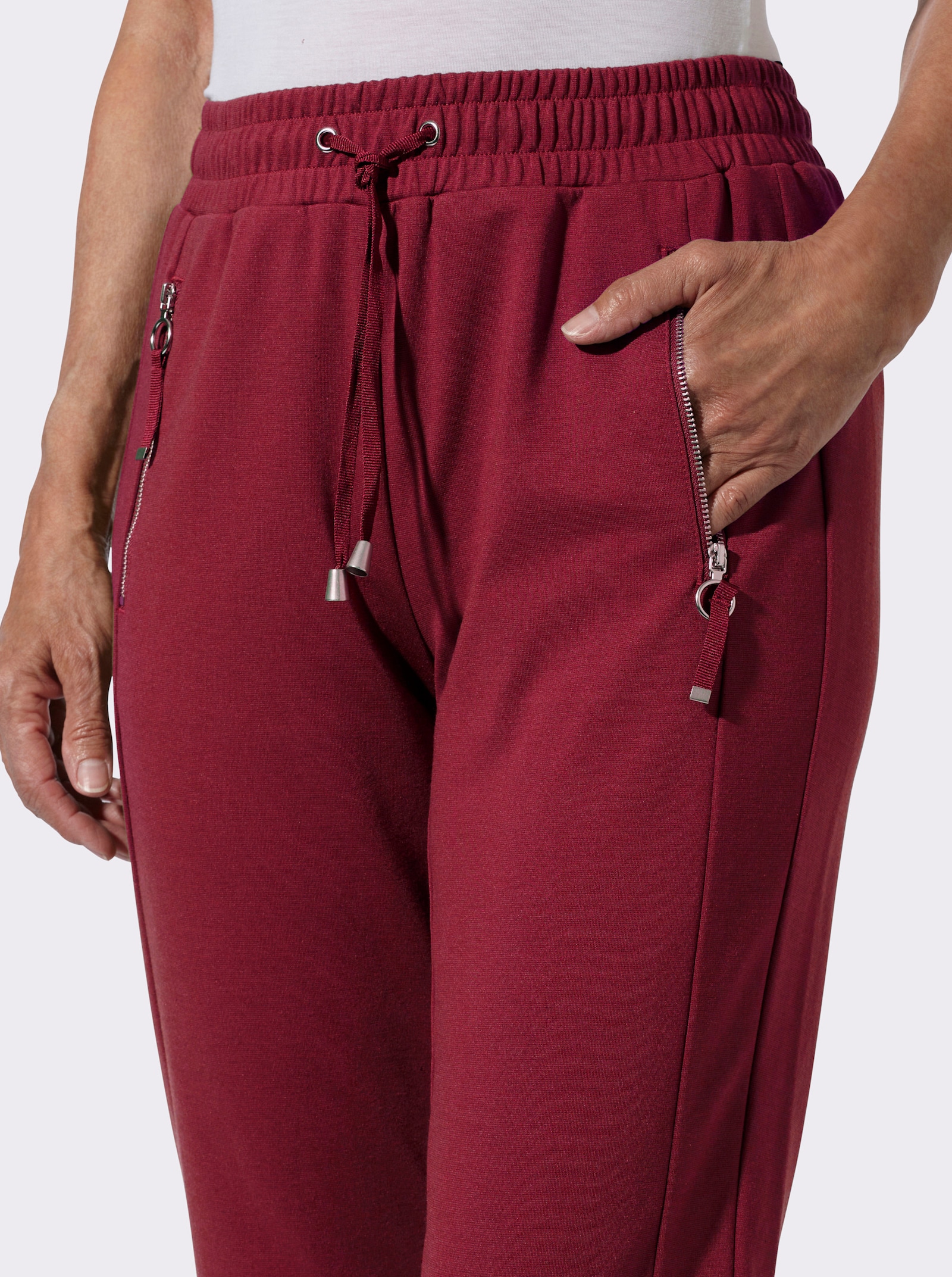  Jogg Pants mit Reißverschluss-Taschen - dunkelrot