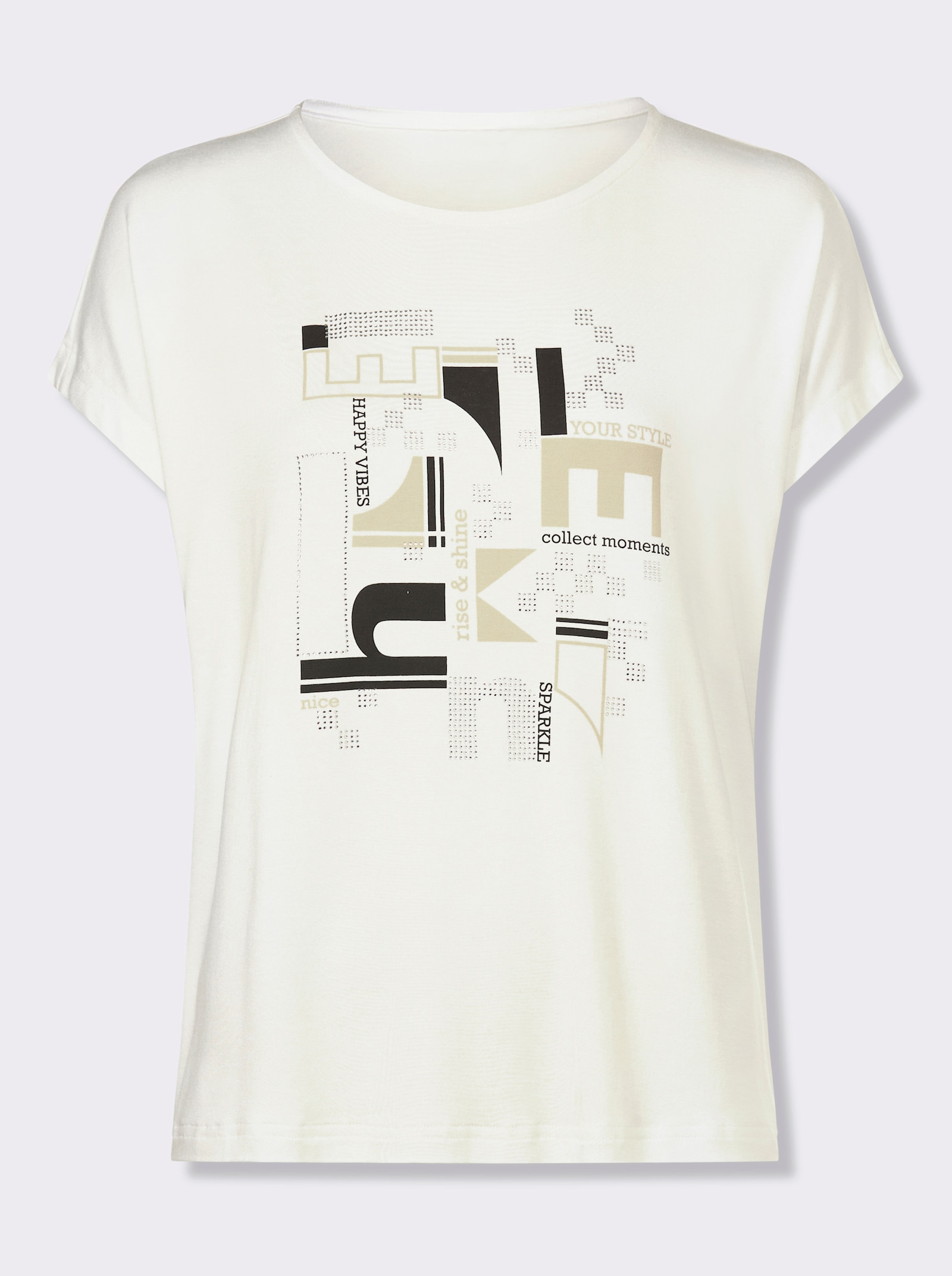 heine Kurzarmshirt mit glitzernden Steinchen - ecru