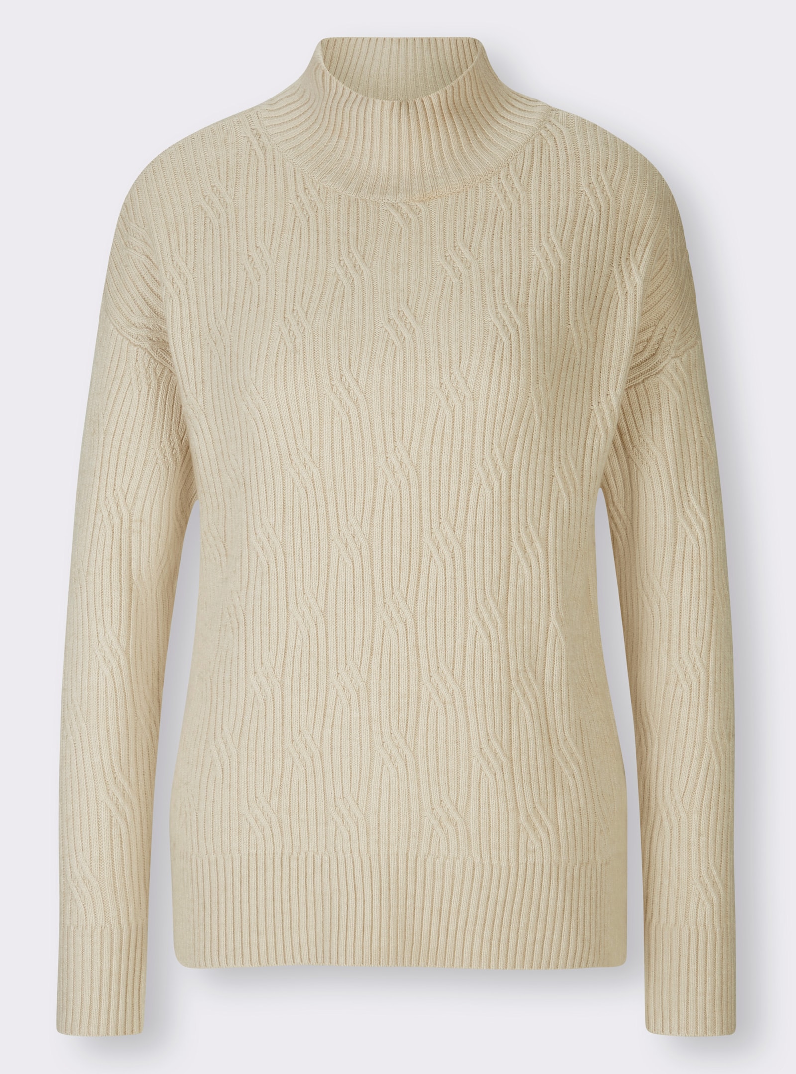 heine Stehkragenpullover mit 20% Kaschmir - sand-meliert