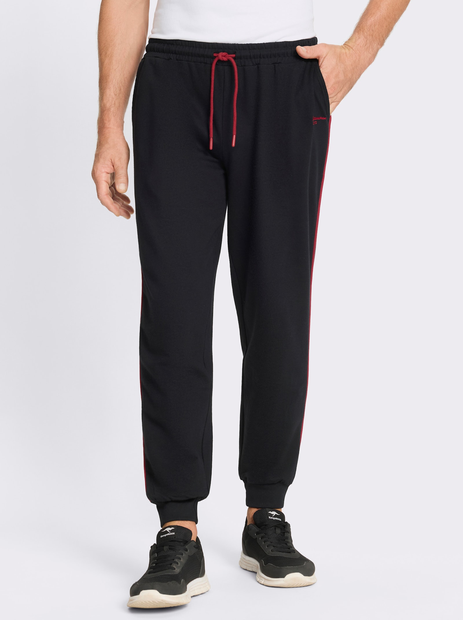 Catamaran Sports Sweathose mit seitlicher Paspel - schwarz-kirsche