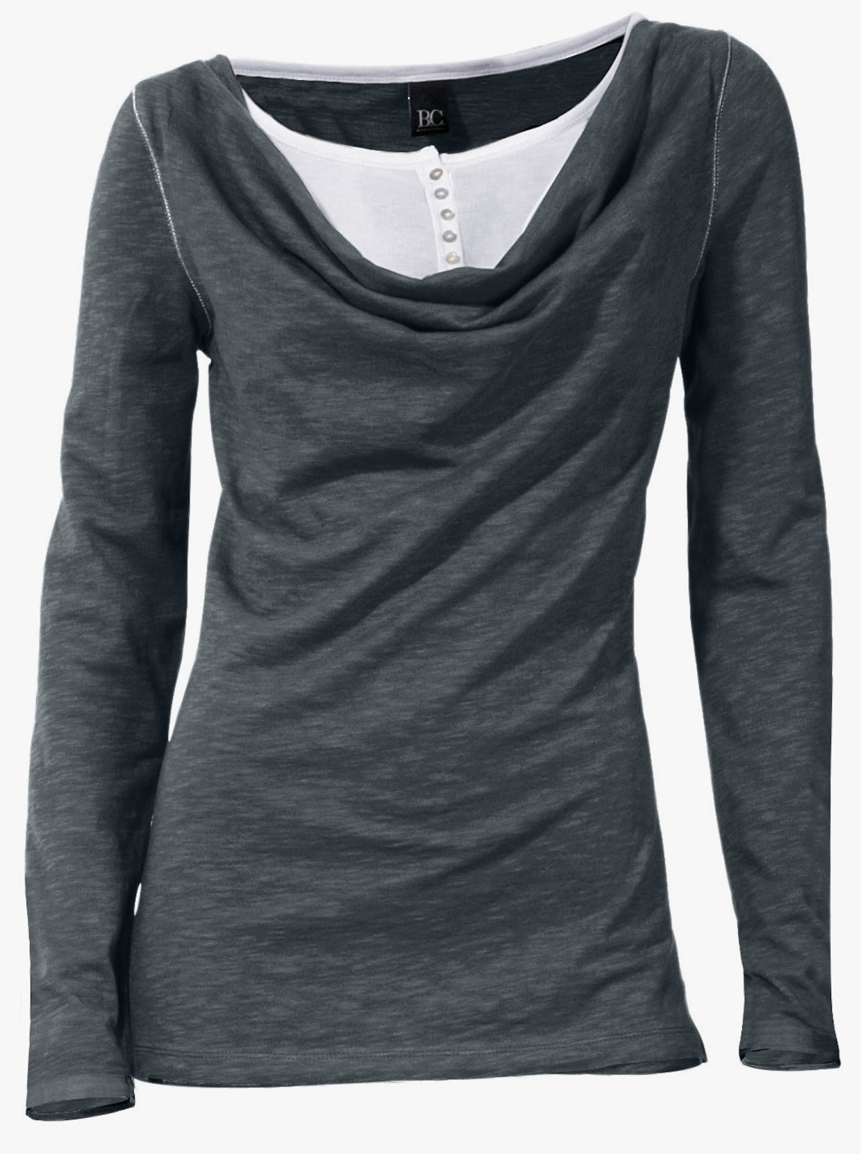 2-in-1-Shirt - grau-meliert