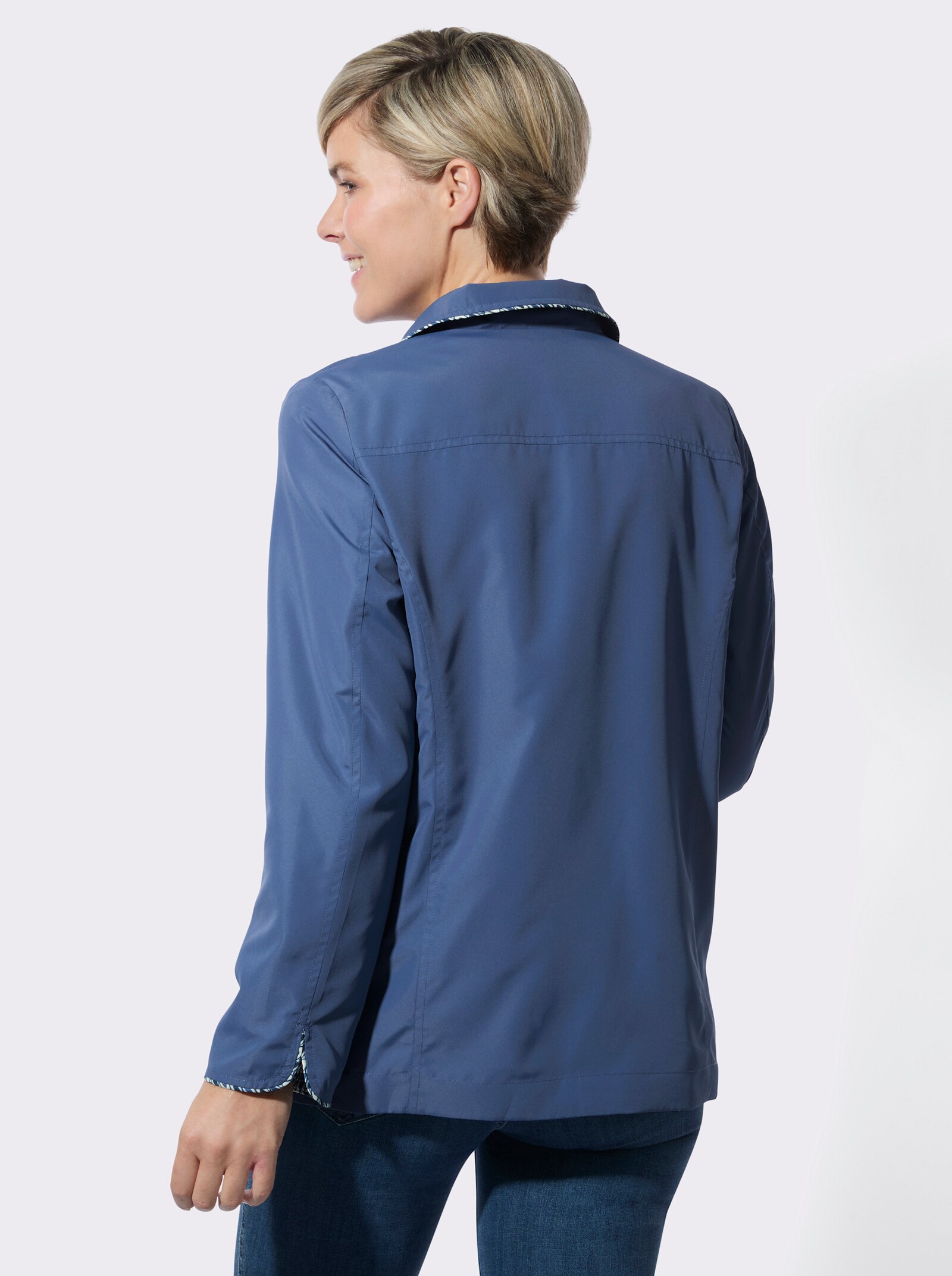 Übergangsjacke mit Cord-Paspelierungen - jeansblau