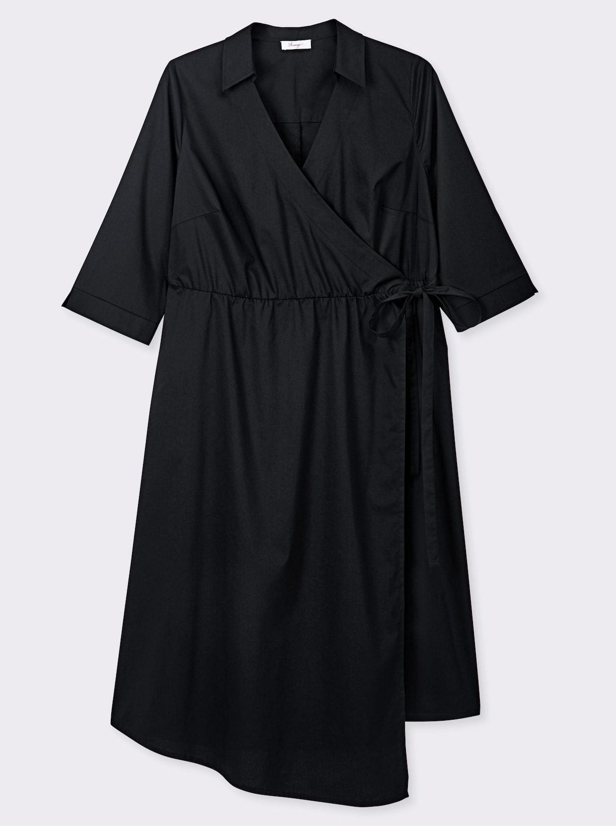 sheego Wickelkleid mit asymmetrischem Saum - schwarz
