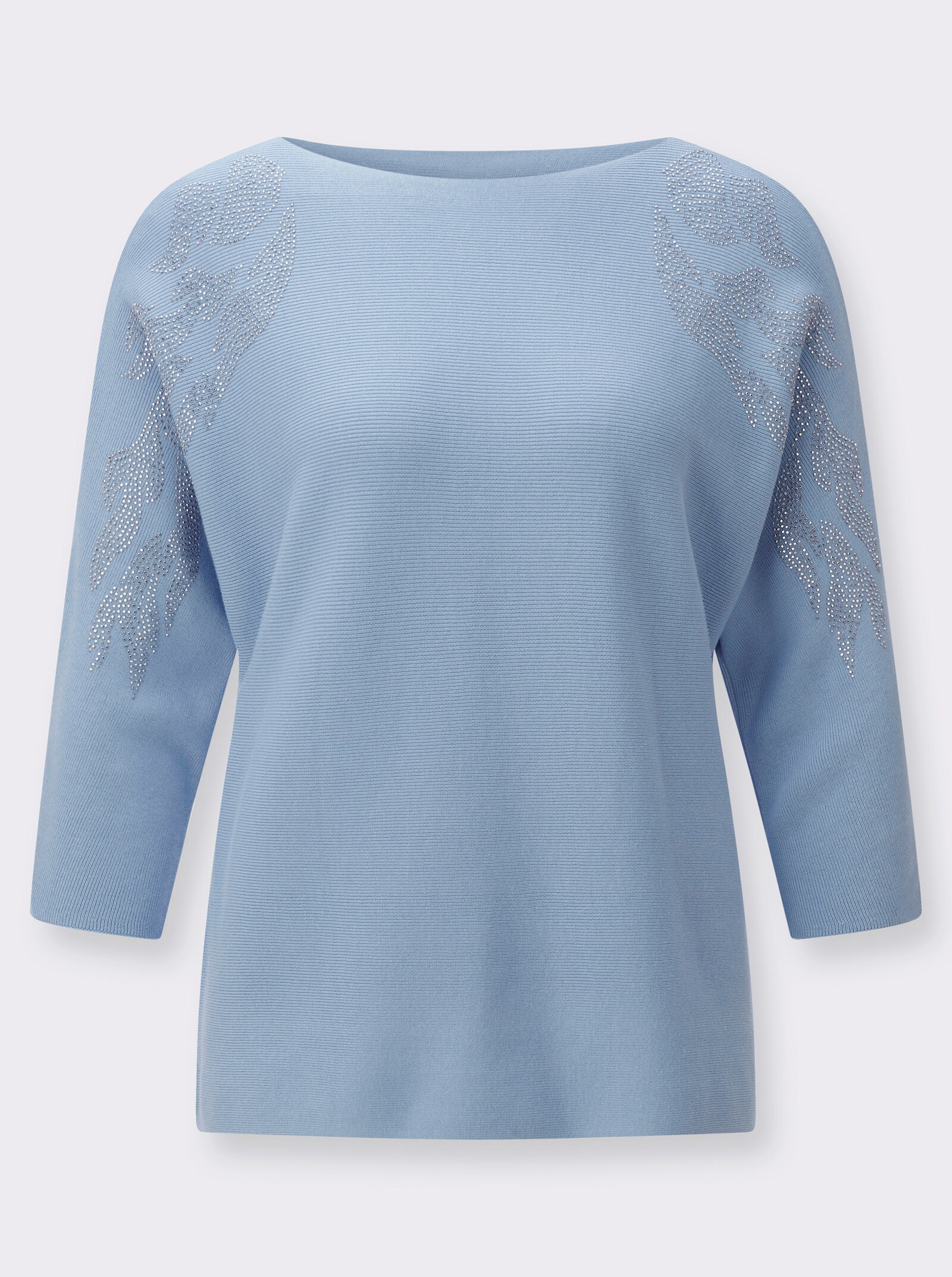 Feinstrickpullover mit Fledermaus-Ärmeln - eisblau