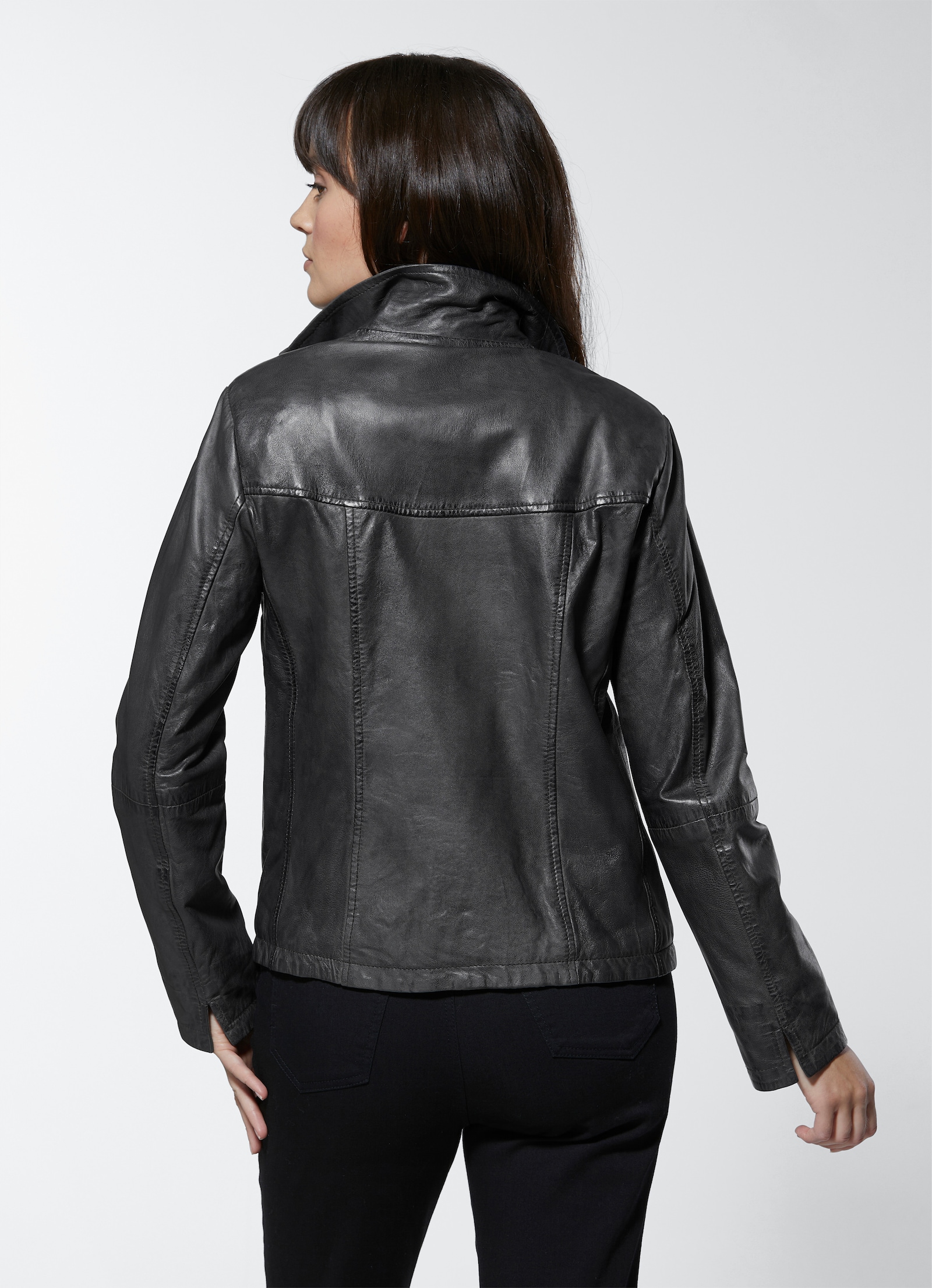 Mainpol Lederjacke aus Lammnappa - anthrazit