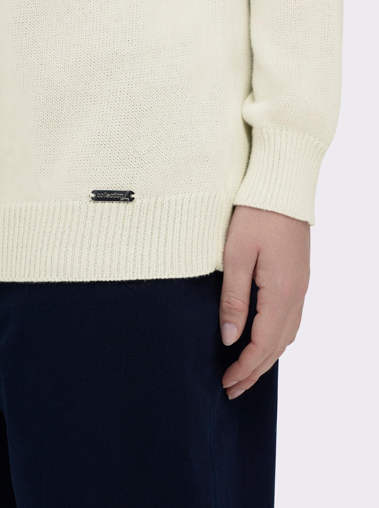 Norwegerpullover aus reiner Baumwolle - ecru-kirsche-gemustert