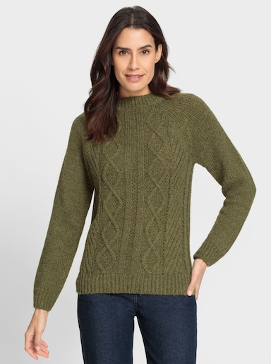 Pullover - rietgroen/olijf gemêleerd