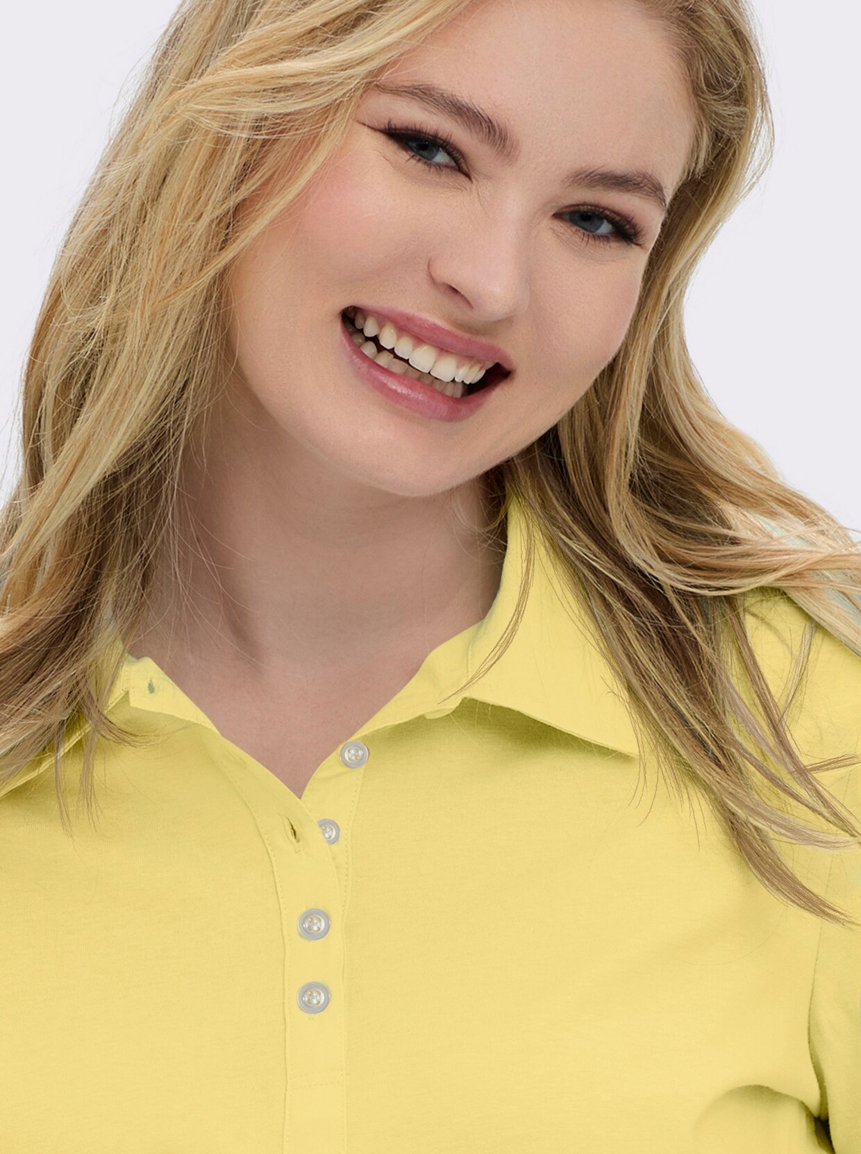 Langarm-Poloshirt in reiner Baumwoll-Qualität - gelb