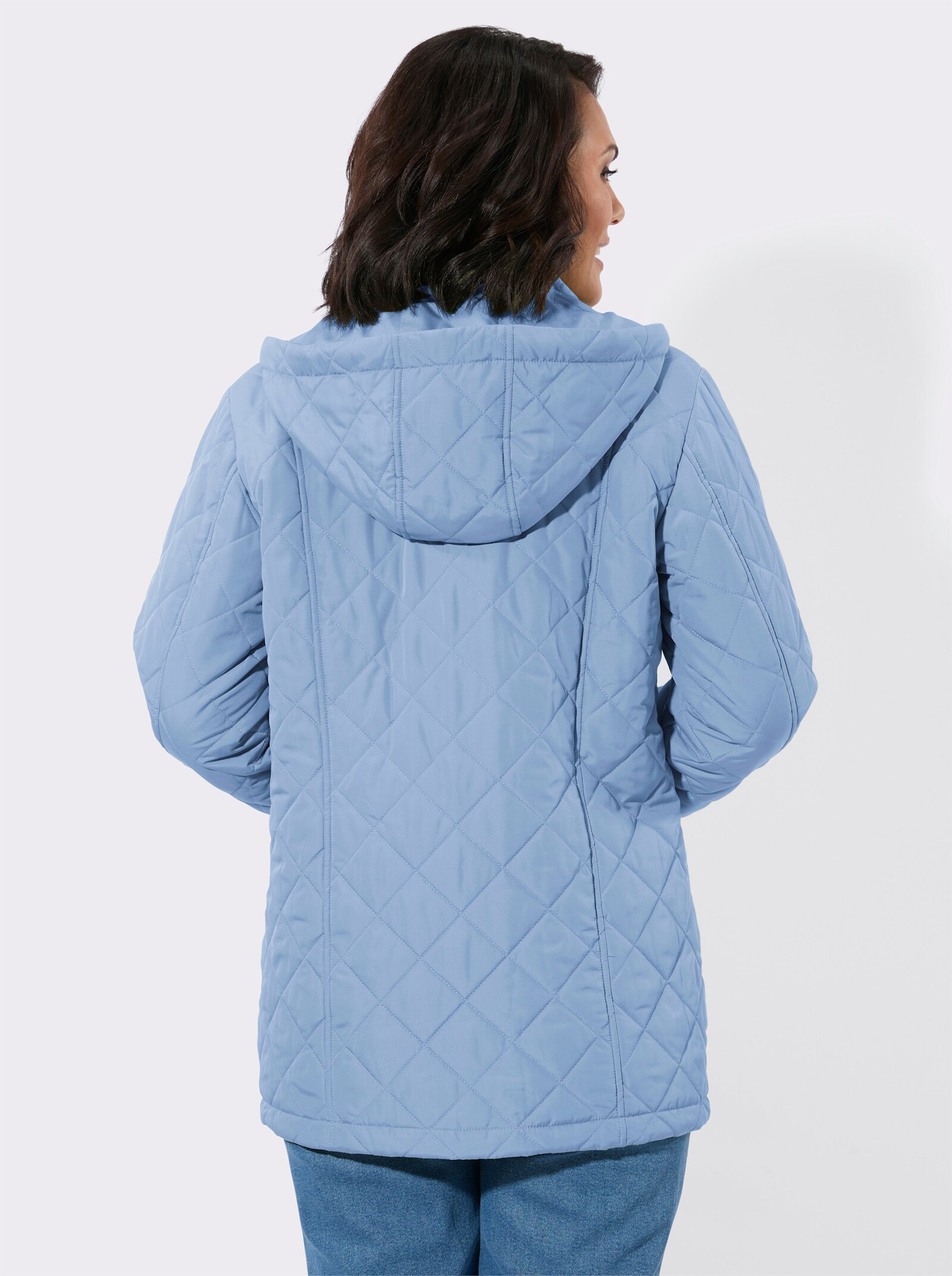 Steppjacke mit Druckknopf-Taschen - eisblau