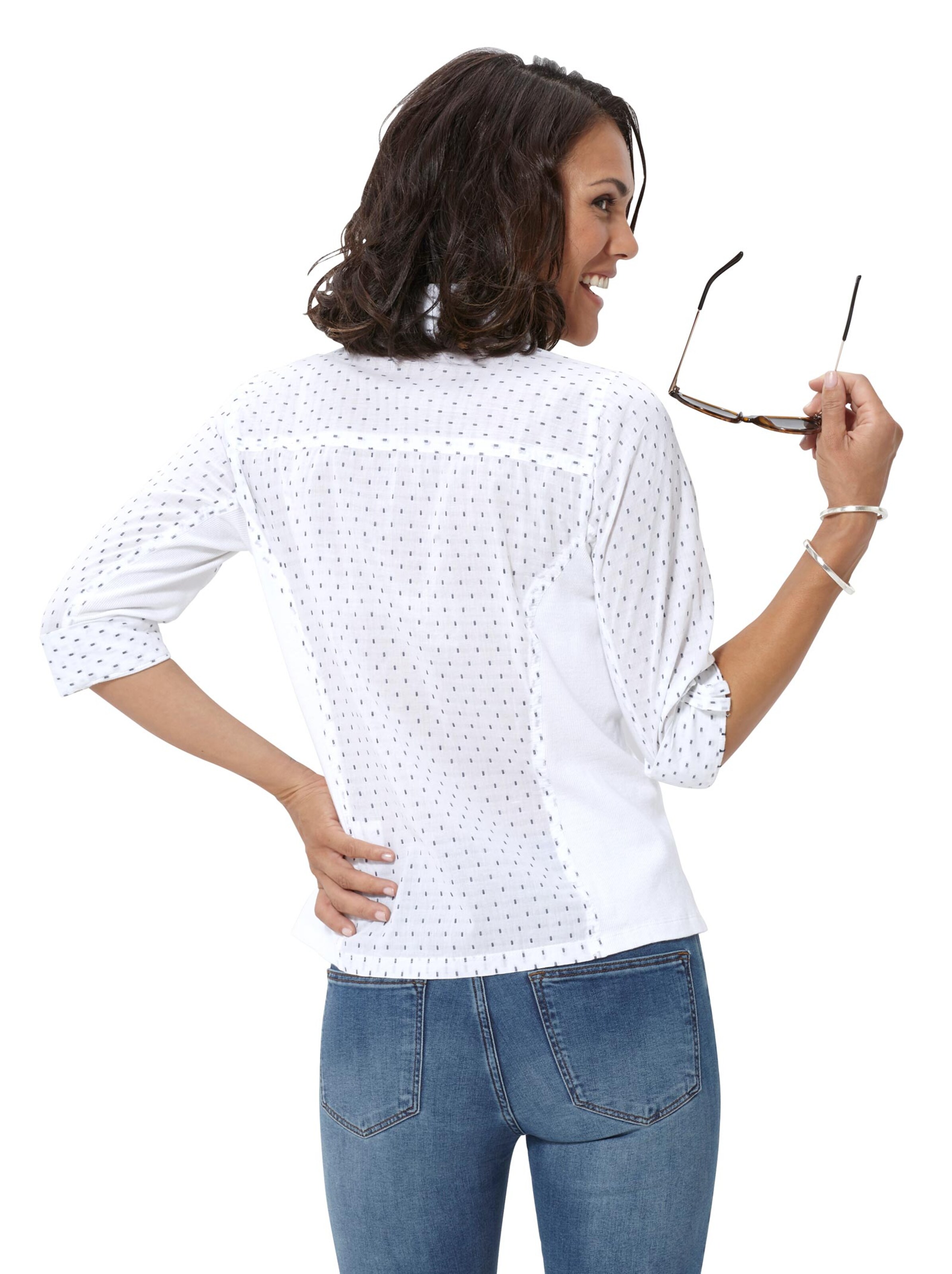 Collection L Hemdbluse - weiß-getupft
