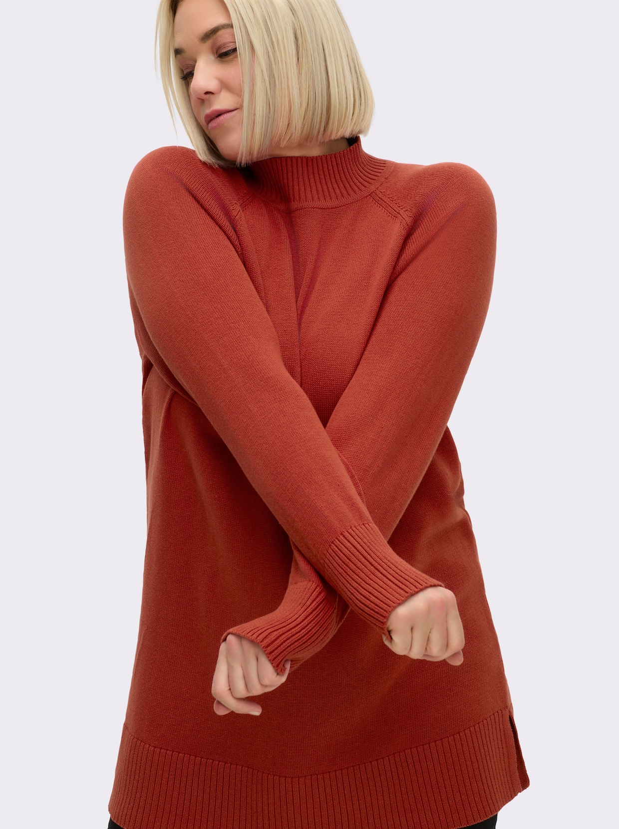 sheego Longpullover - rostrot