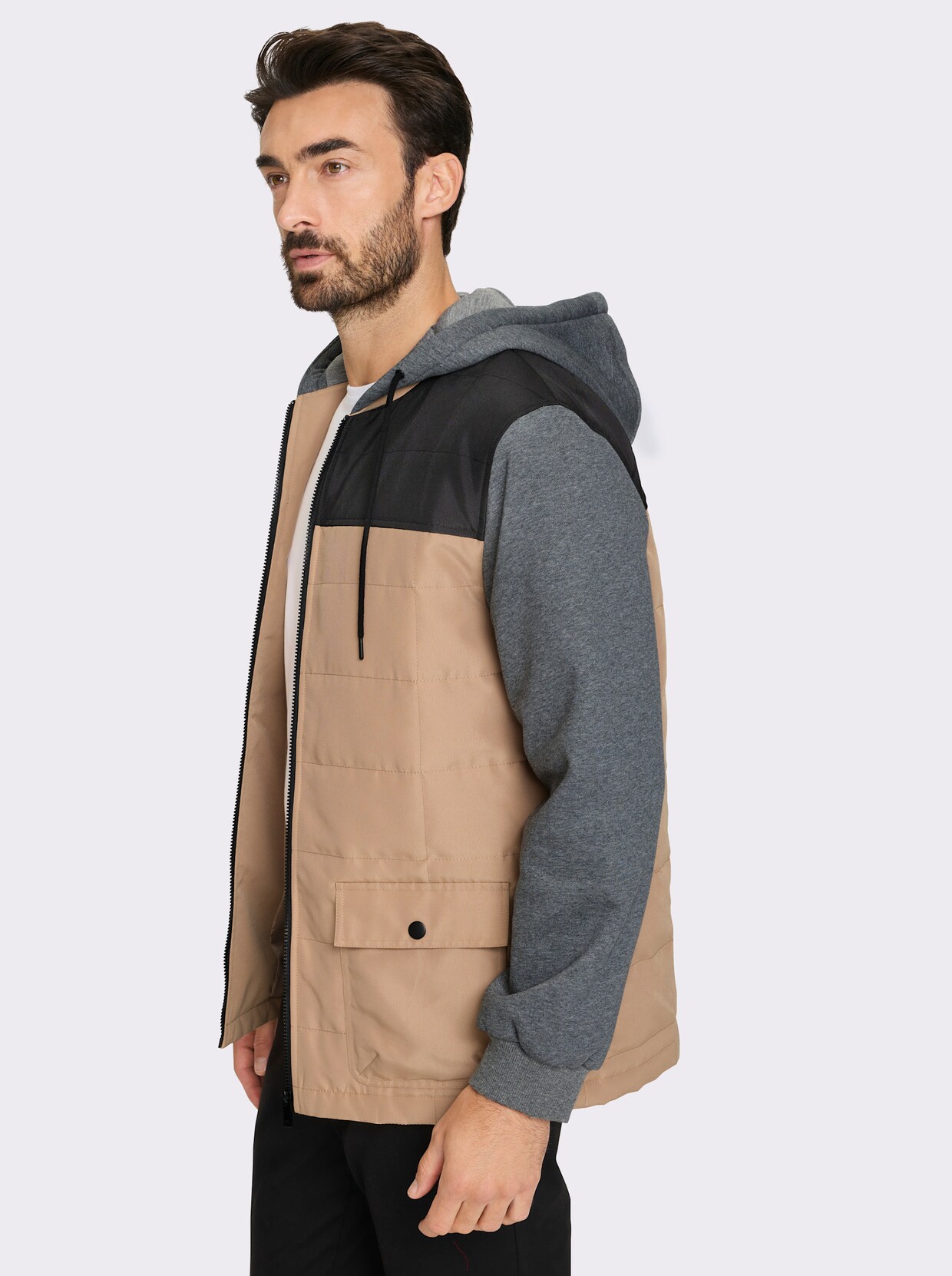 Marco Donati Blousonjacke - camel-anthrazit-meliert