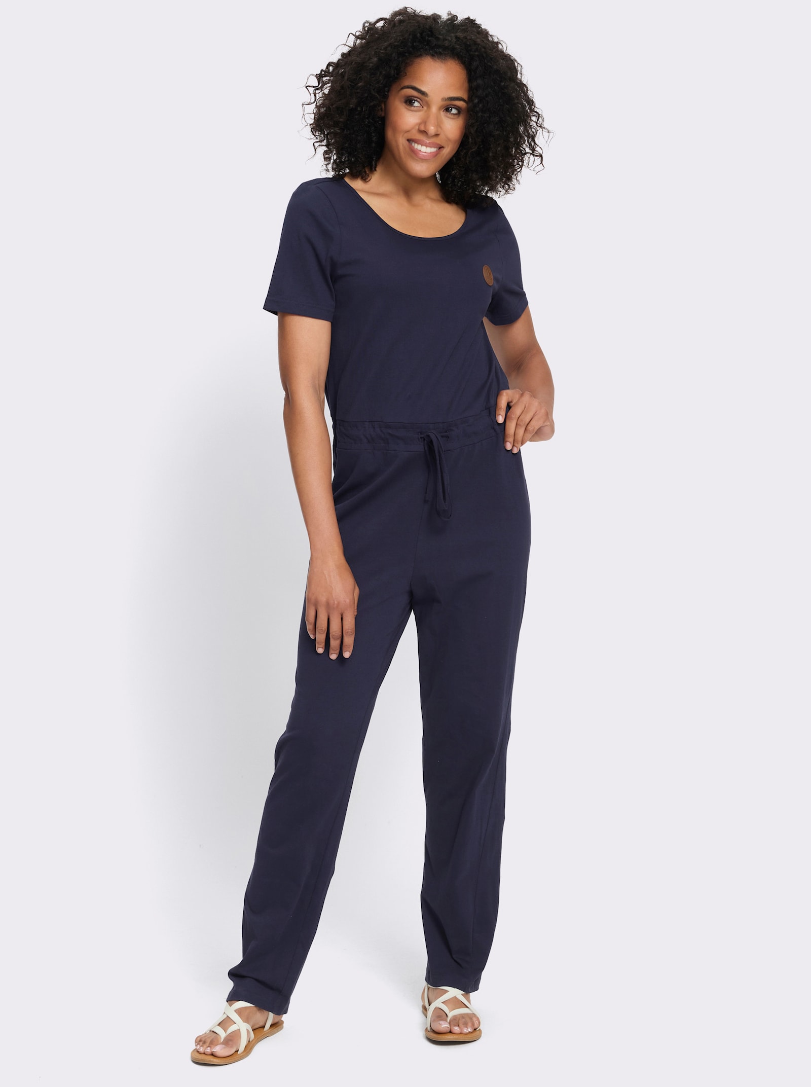 Jumpsuit mit Tunnelzug in der Taille - marine