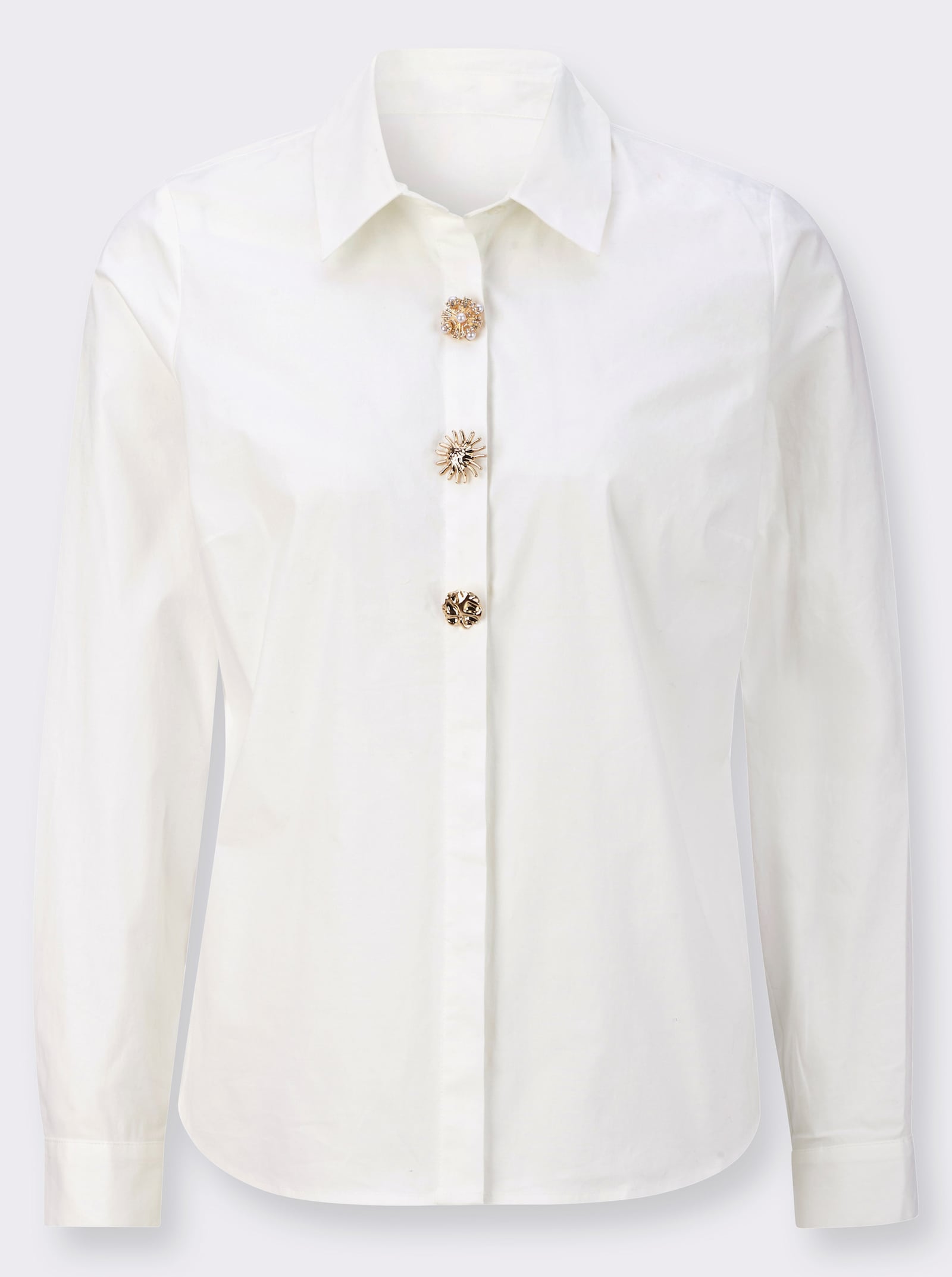 Hemdbluse mit Schmuckknöpfen - ecru