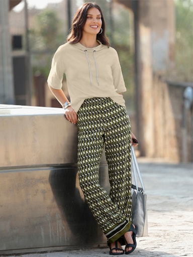 Longsweatshirt mit Kapuze - sand