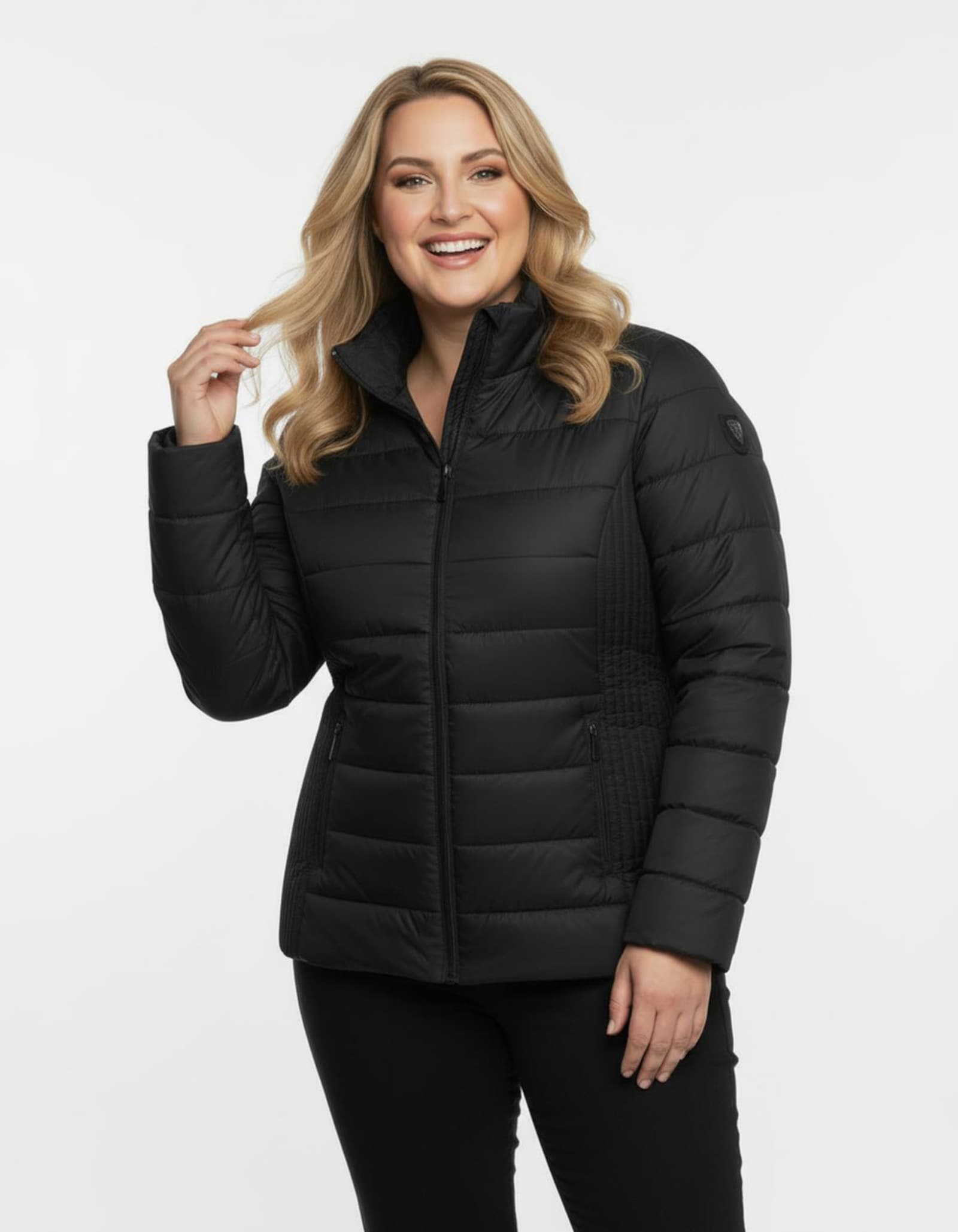 Steppjacke mit seitlicher Längs-Steppung - schwarz