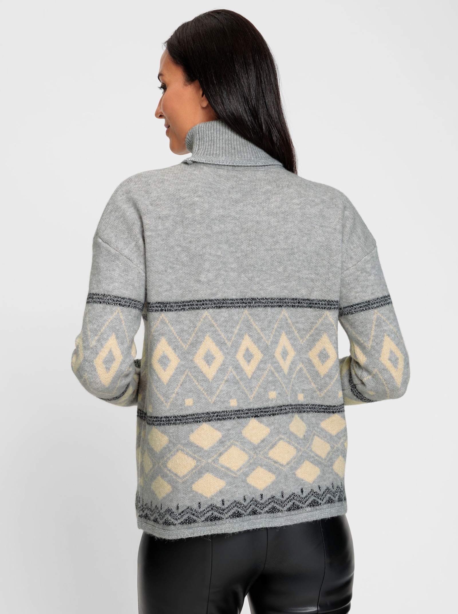 heine Jacquard-Pullover mit Effektgarn - grau-sand-gemustert
