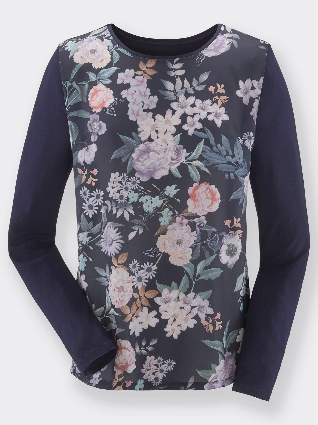 Blusenshirt - marine-bunt-bedruckt