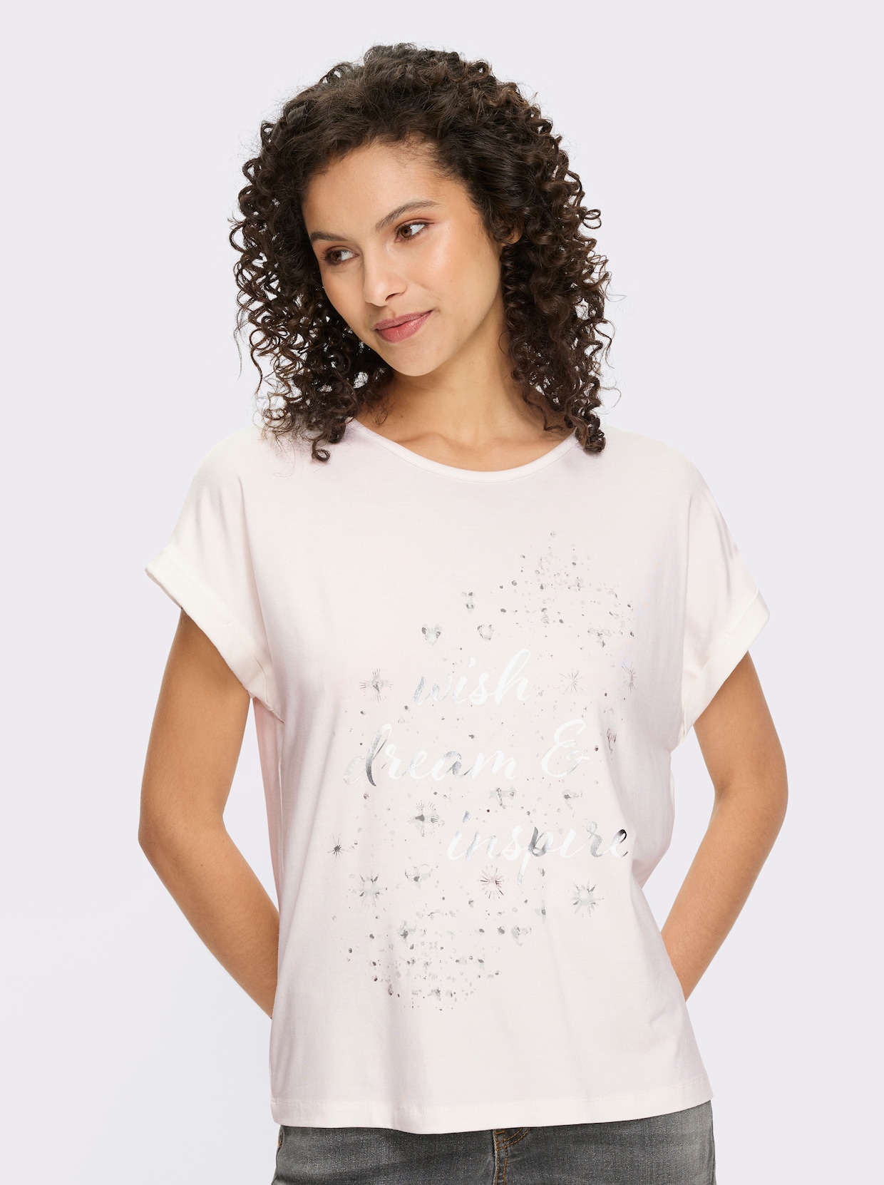 heine T-shirt à manches courtes - écru-gris imprimé