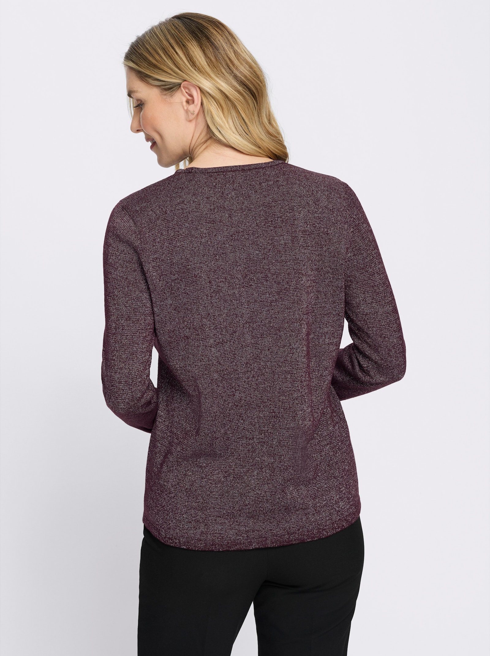 2-in-1-Pullover mit Glanzgarn - burgund-silberfarben