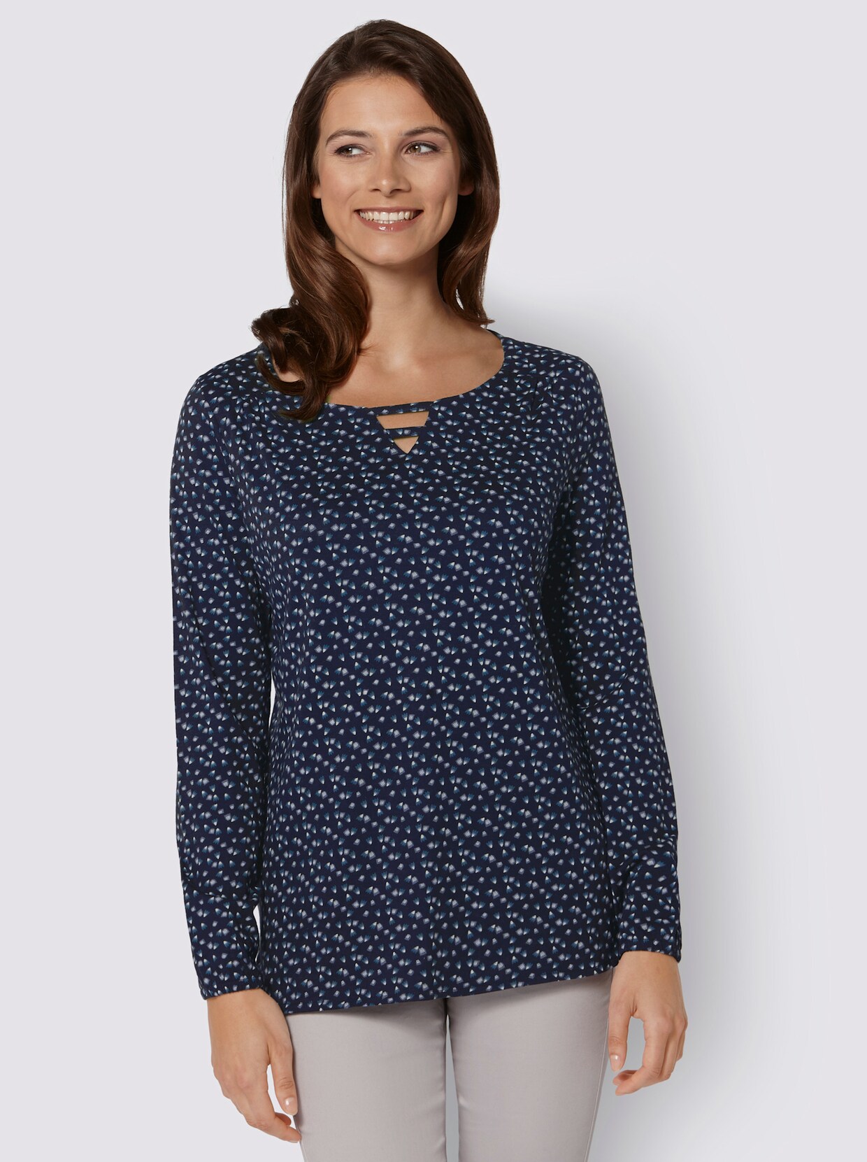 Langarmshirt - nachtblau-bedruckt