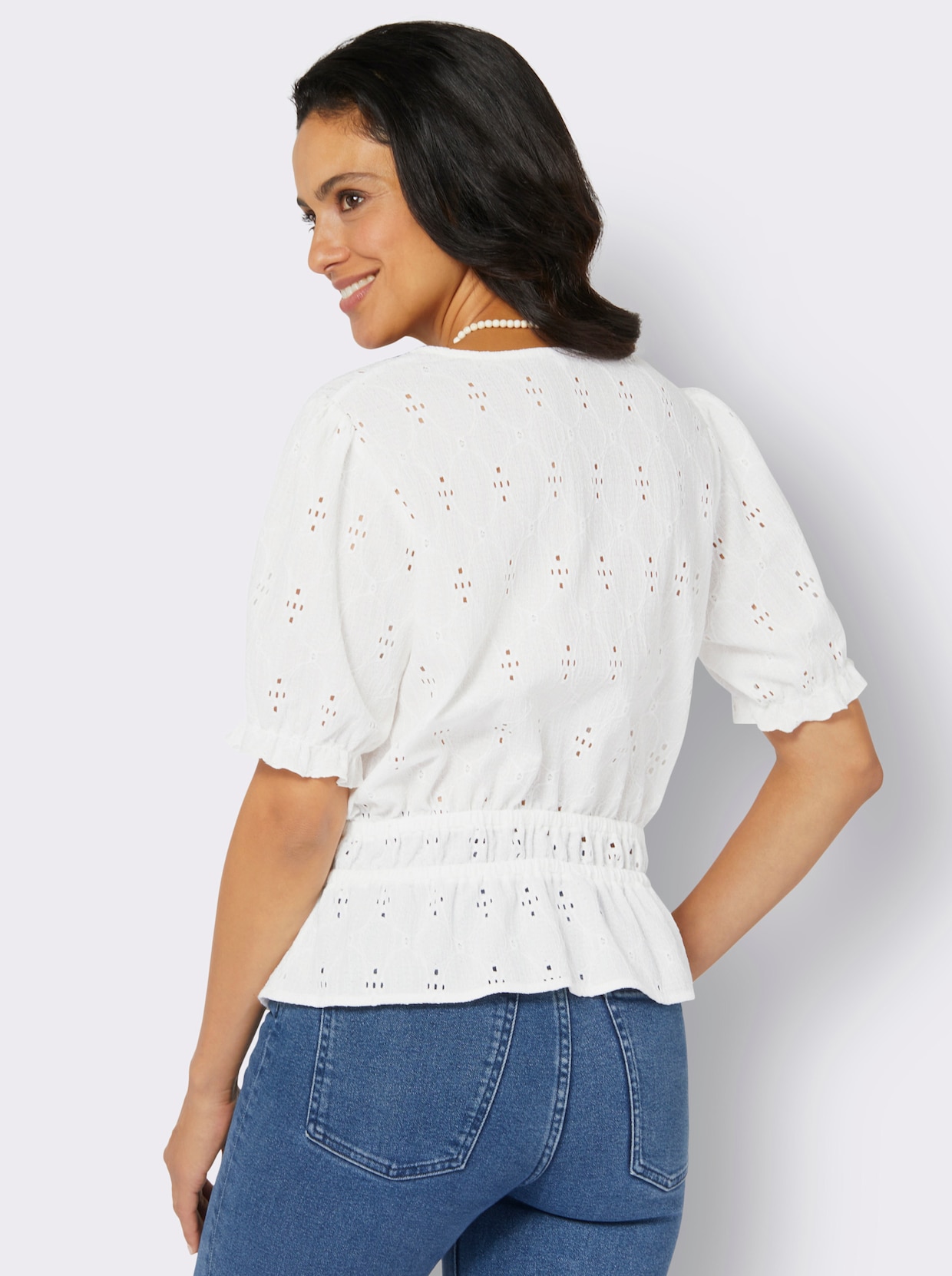 Blouse m. korte mouwen - ecru