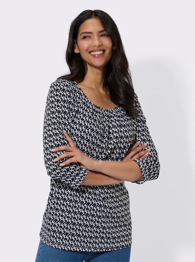 3/4-Arm-Shirt - schwarz-weiß-bedruckt