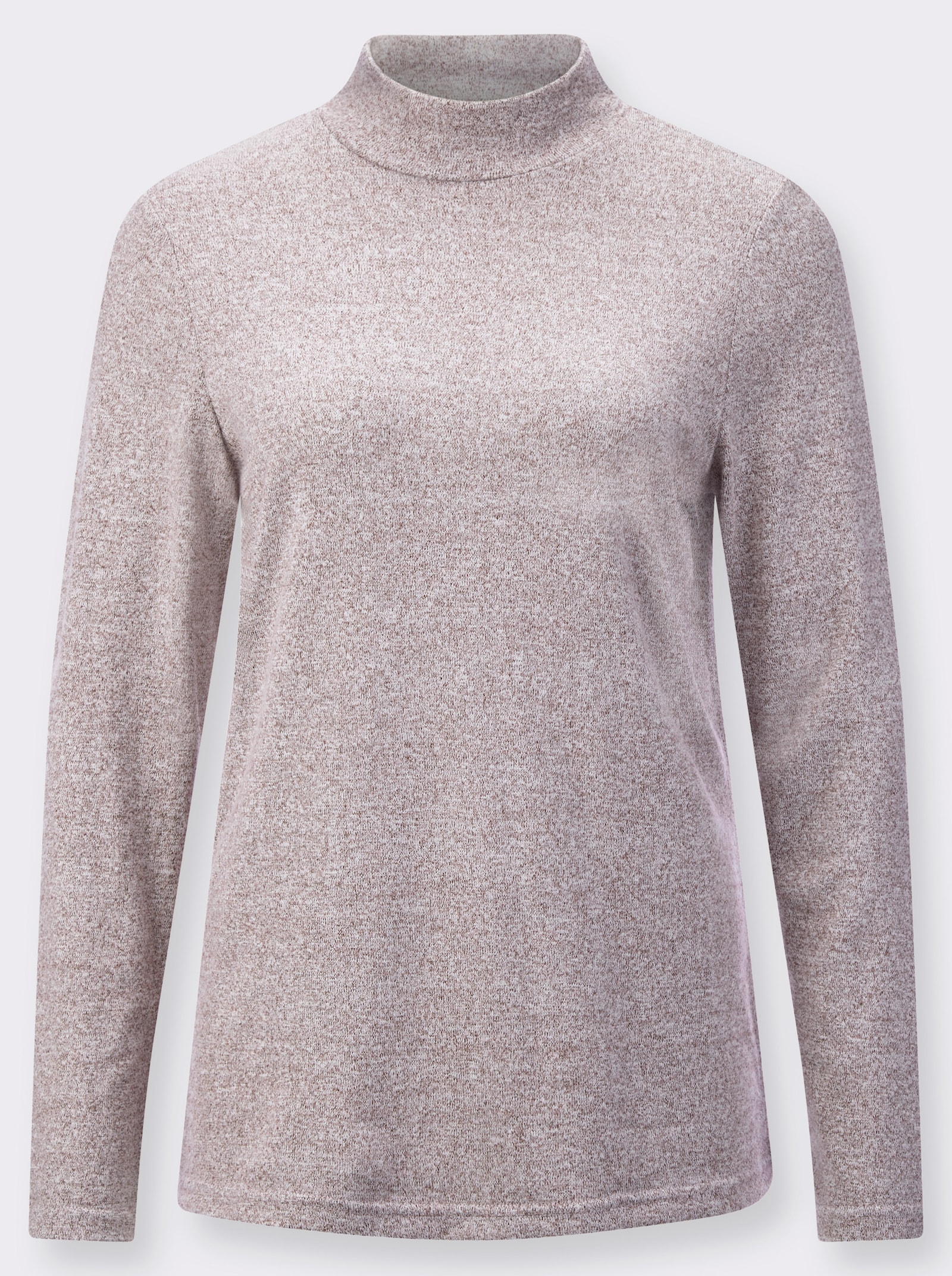 Shirt met opstaande kraag van warm materiaal - bordeaux gemêleerd