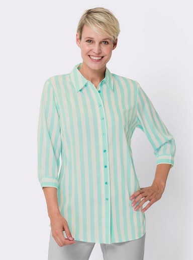 Longline blouse - mint gestreept