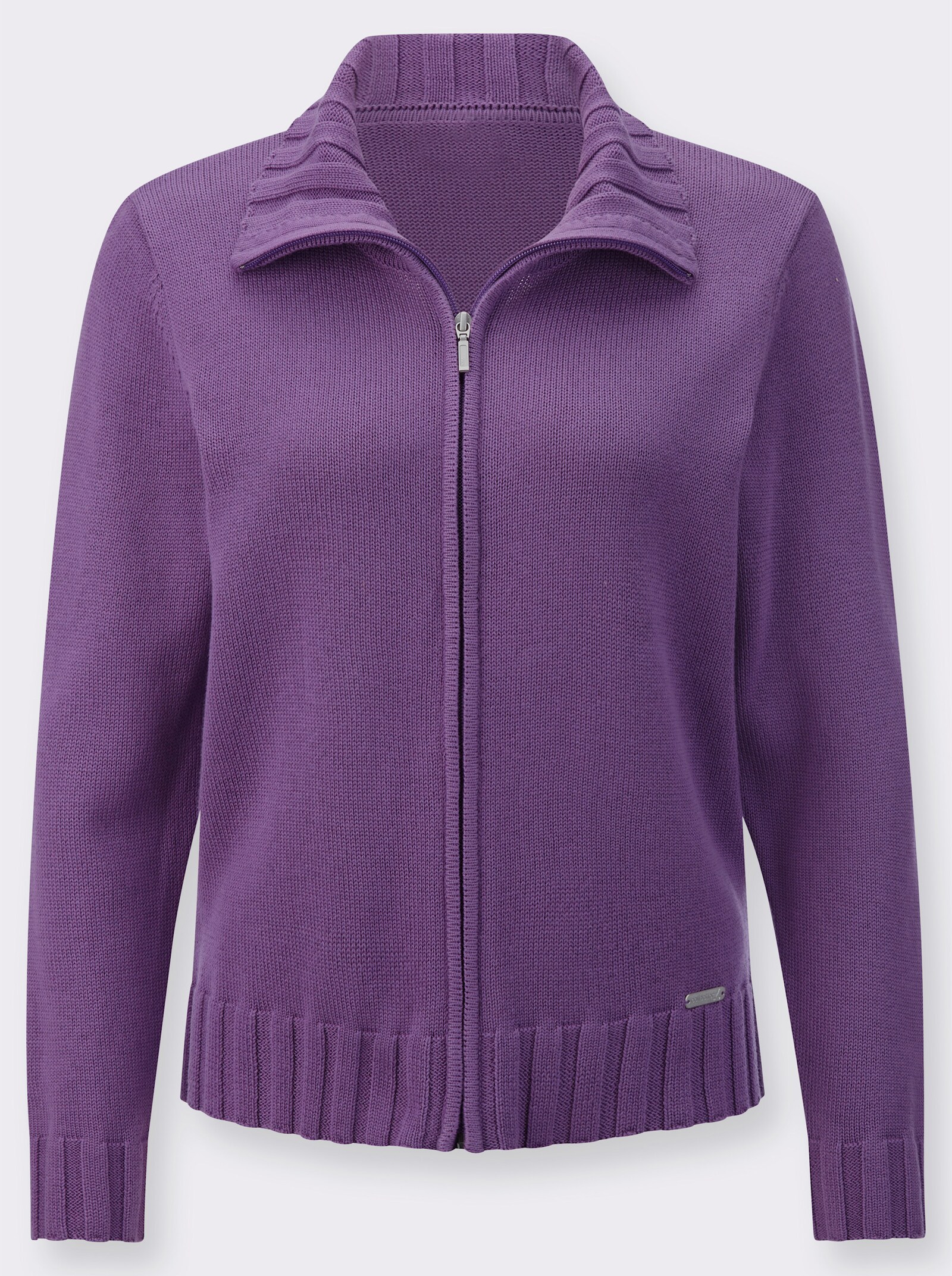 Strickjacke mit Umlegekragen - lila