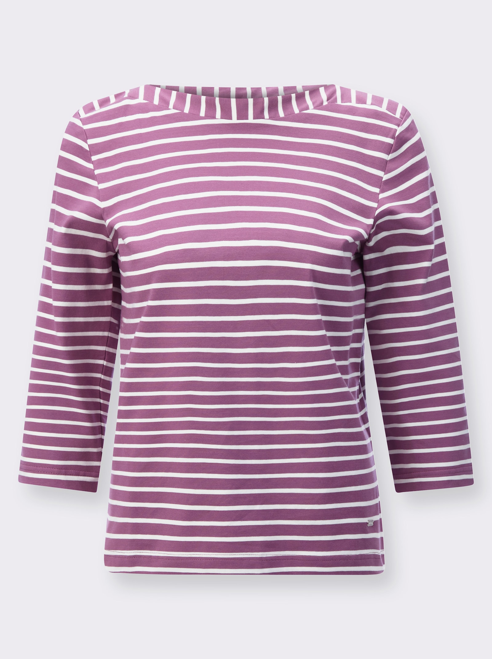 Ringelshirt mit U-Boot-Ausschnitt - violett