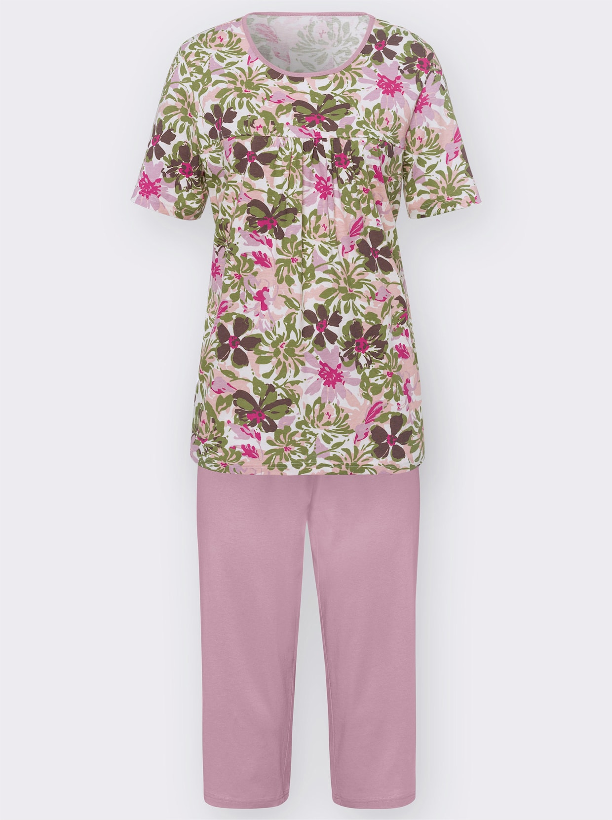 Capri-pyjama - oudroze geprint