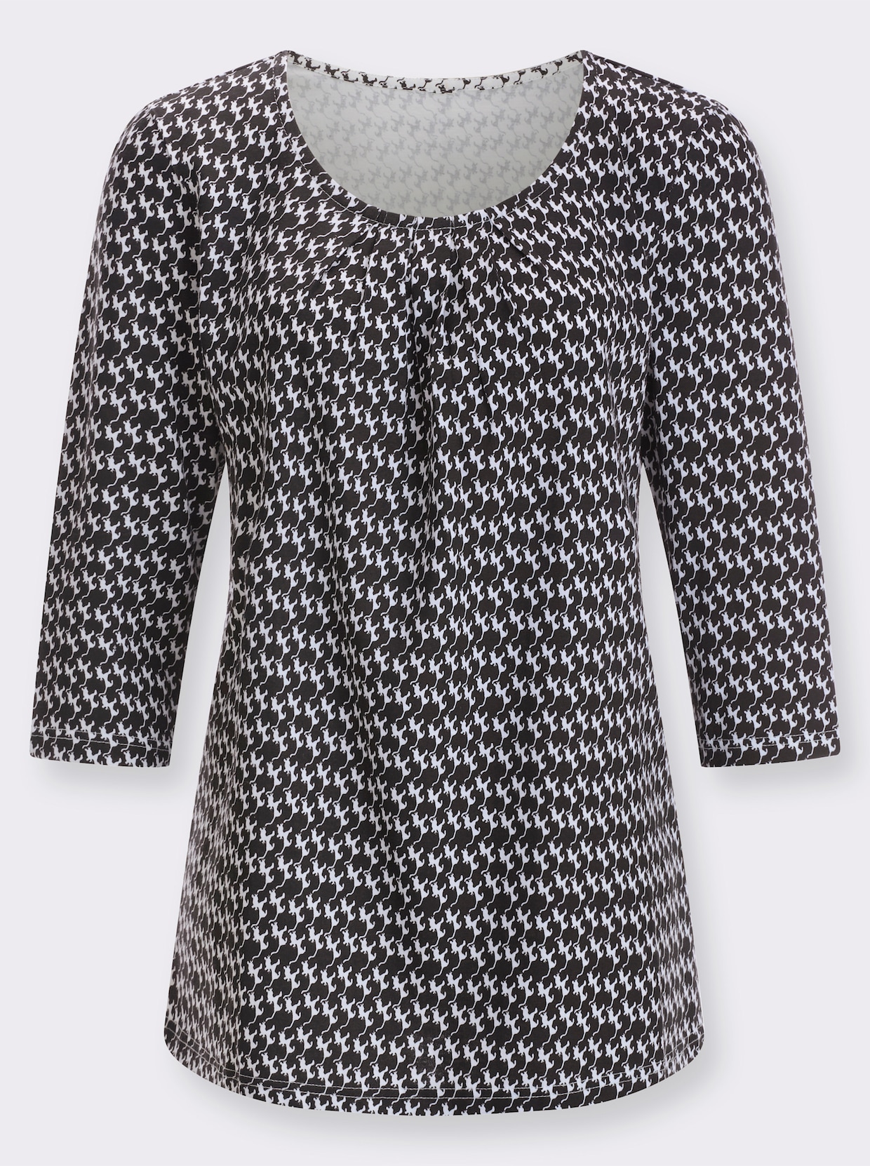 Shirt met 3/4-mouw - zwart/wit geprint