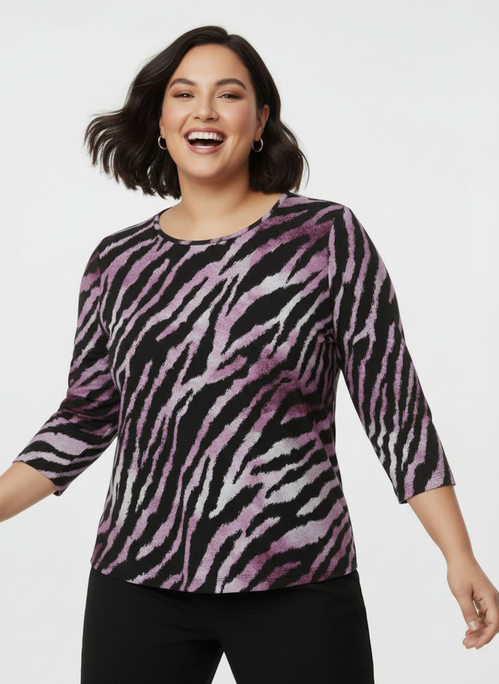 Print-Shirt im Animal-Dessin - schwarz-burgund-bedruckt