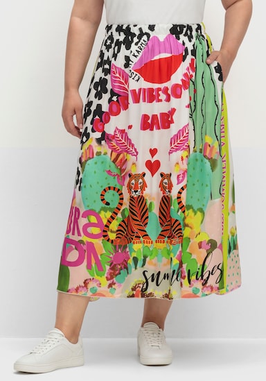 sheego loves miss goodlife Maxirock - blattgrün-gemustert