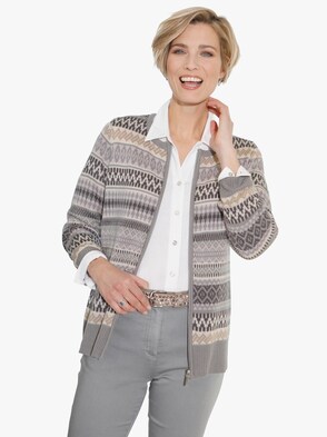 Strickjacke - grau-gemustert