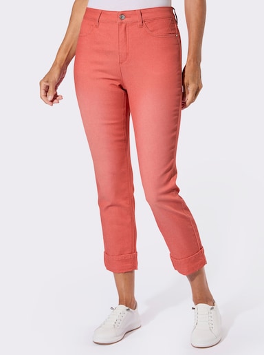 7/8-Jeans mit fixiertem Beinaufschlag - koralle