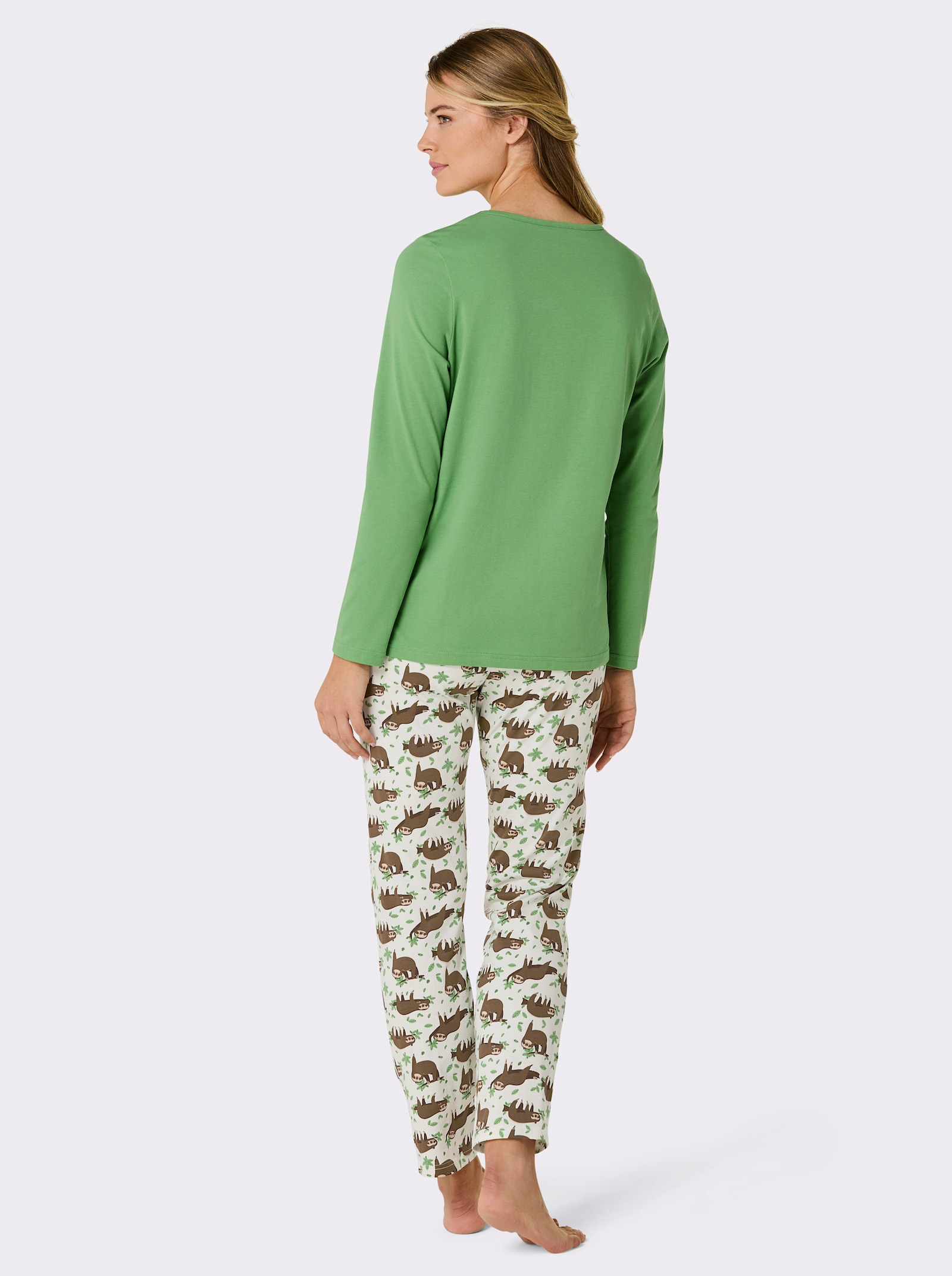 wäschepur Pyjamas - écru-vert pomme imprimé + réséda-écru imprimé