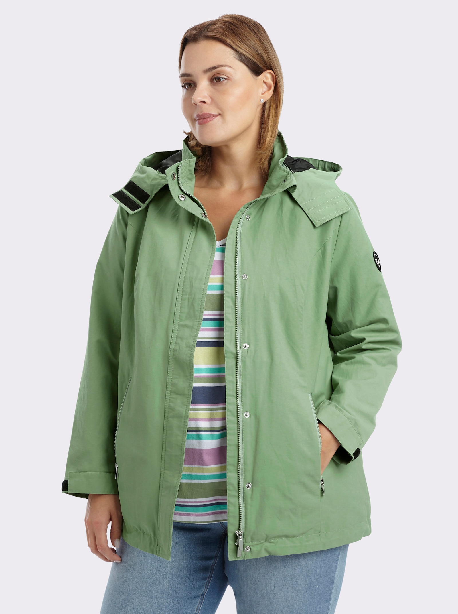 sheego Übergangsjacke mit abnehmbarer Kapuze - eucalyptus
