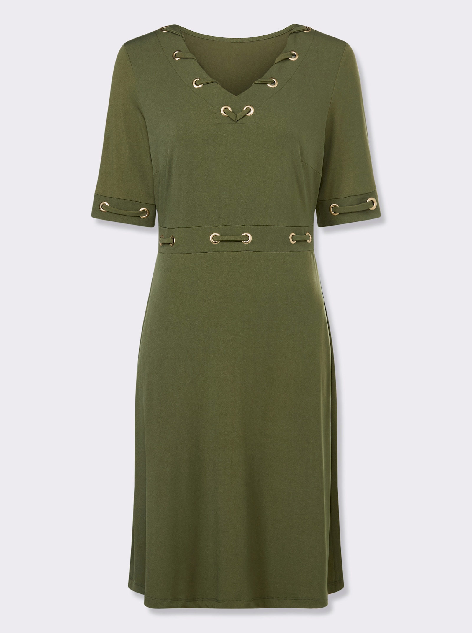 heine Shirtkleid mit Ösen - oliv