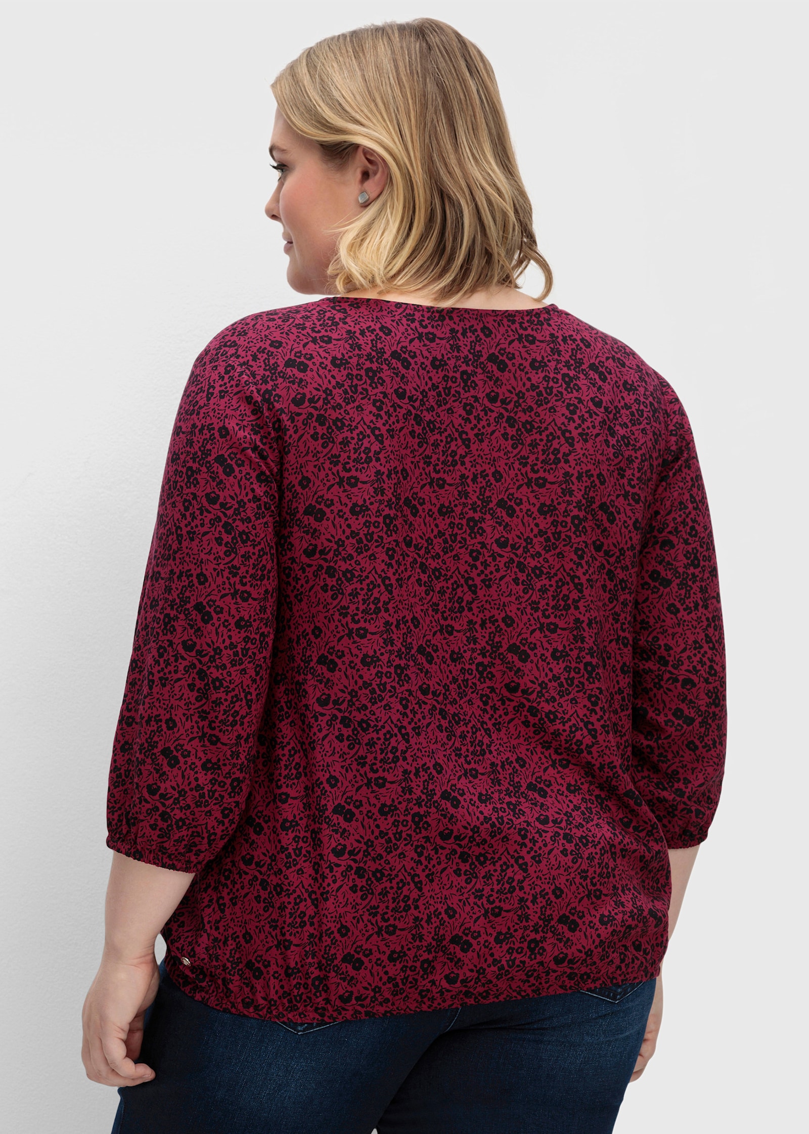 sheego Tuniek met minimalistische print - bessenrood gedessineerd