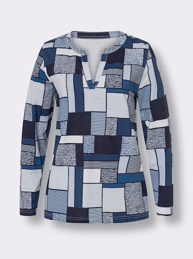 Shirt met lange mouwen - marine/lichtblauw bedrukt