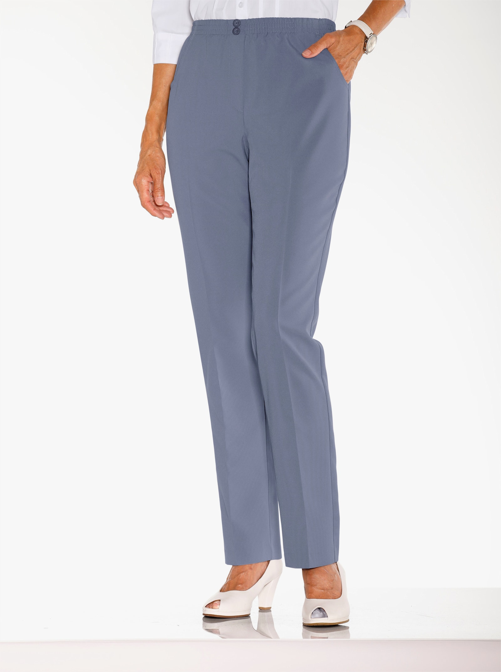 Schlupfhose mit Rundum-Dehnbund - taubenblau