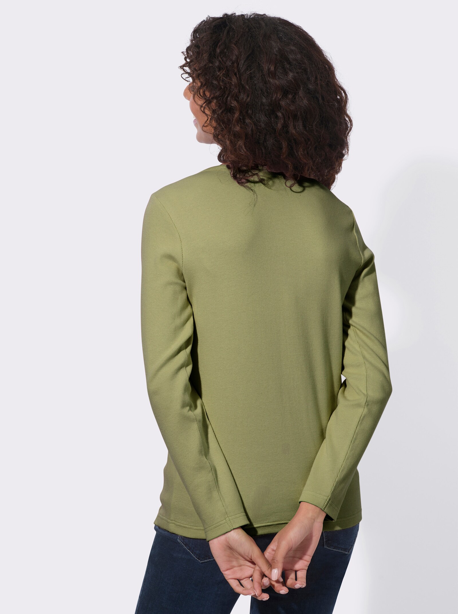  Rippshirt mit dekorativer Knopfleiste - schilf