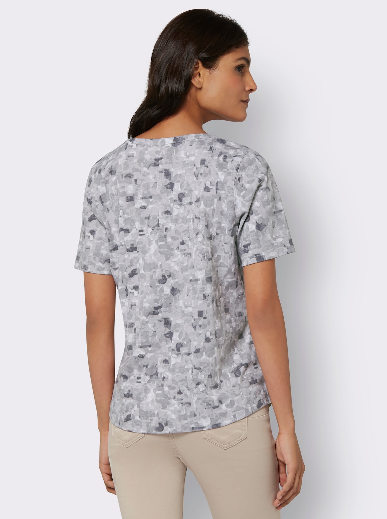 Shirt met korte mouwen - lichtgrijs/steengrijs bedrukt