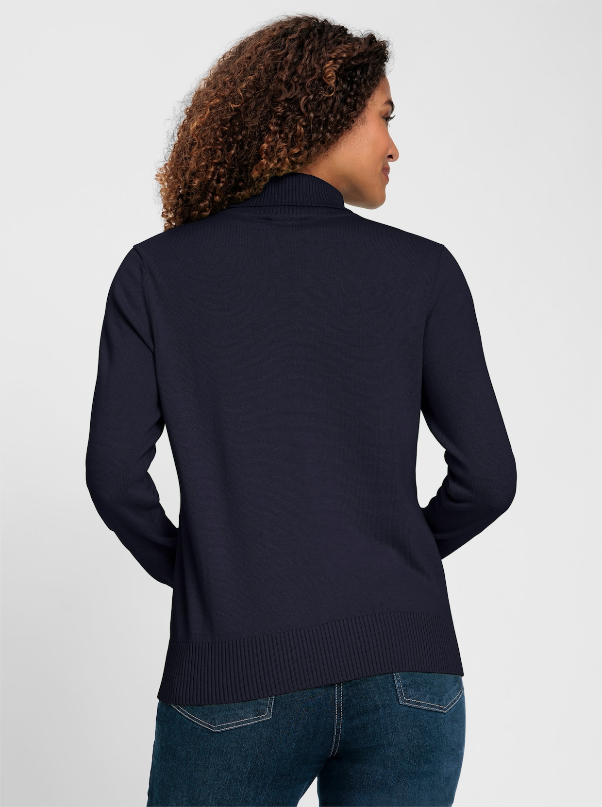 Rollkragenpullover aus Feinstrick - marine