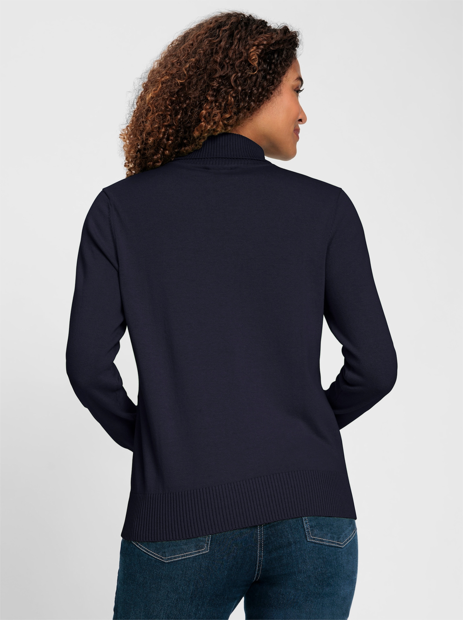 Rollkragenpullover aus Feinstrick - marine