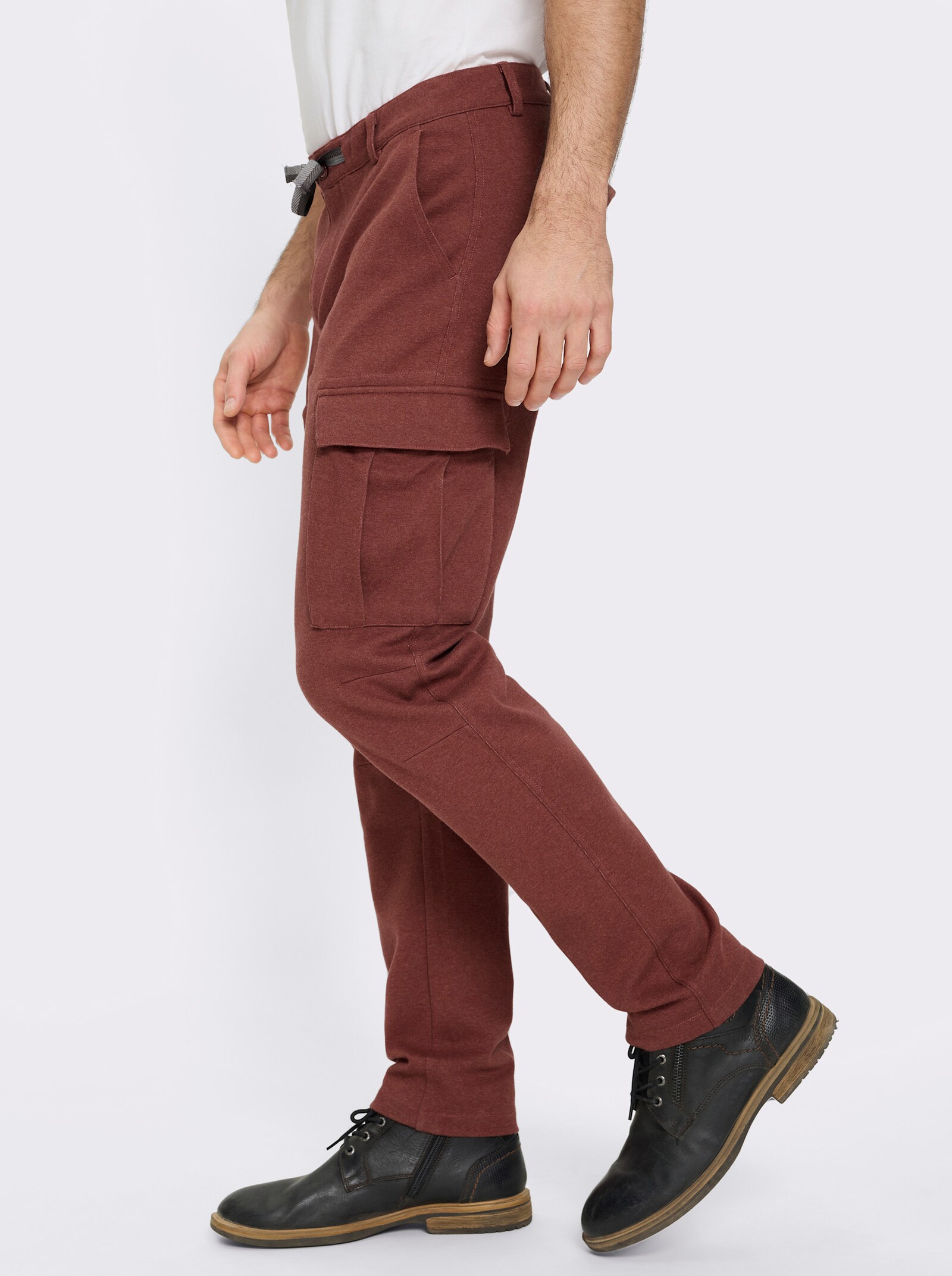 Marco Donati Cargohose mit elastischem Bund - rotbraun-meliert