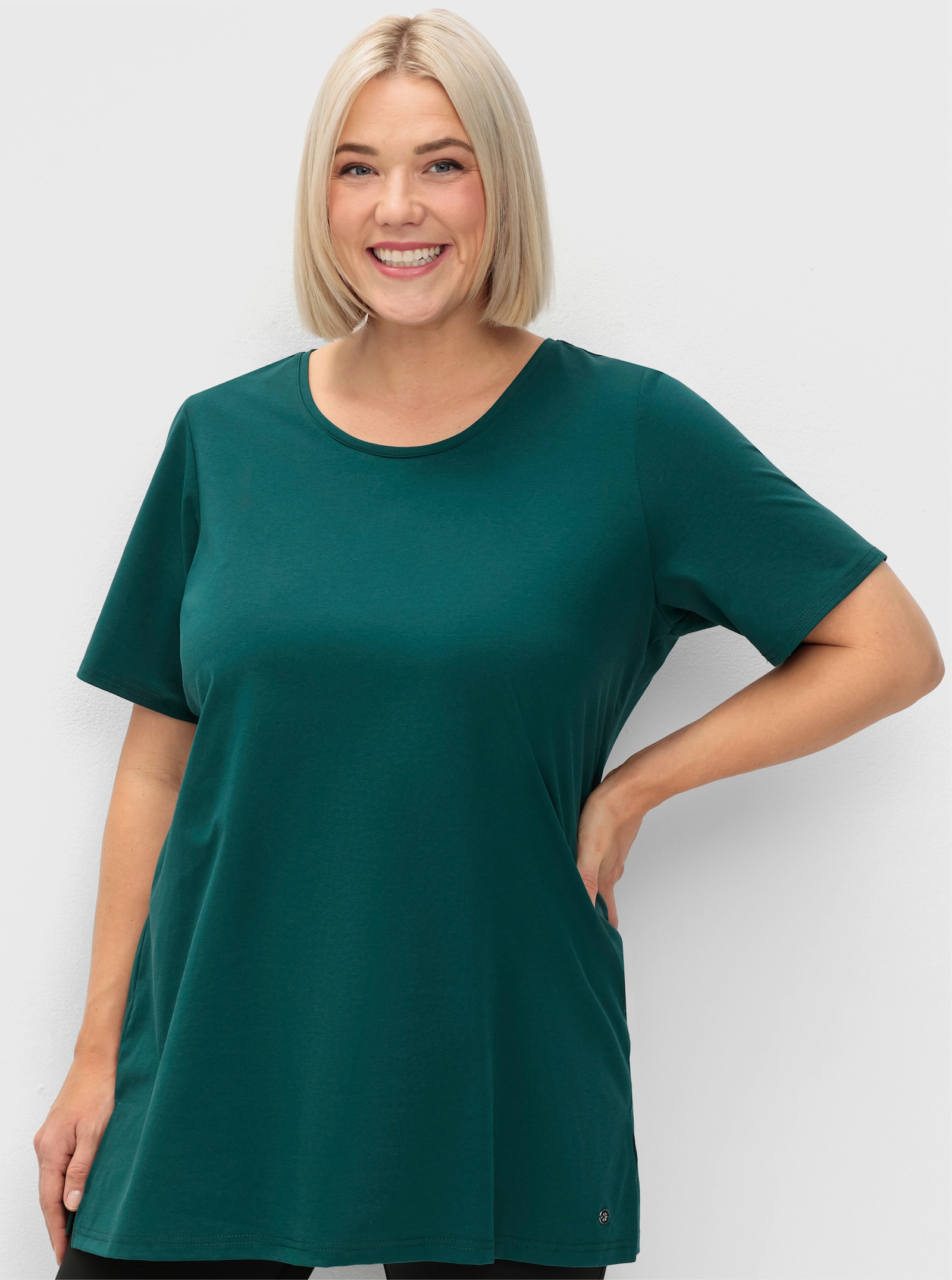 sheego Funktionsshirt in Longform - petrol