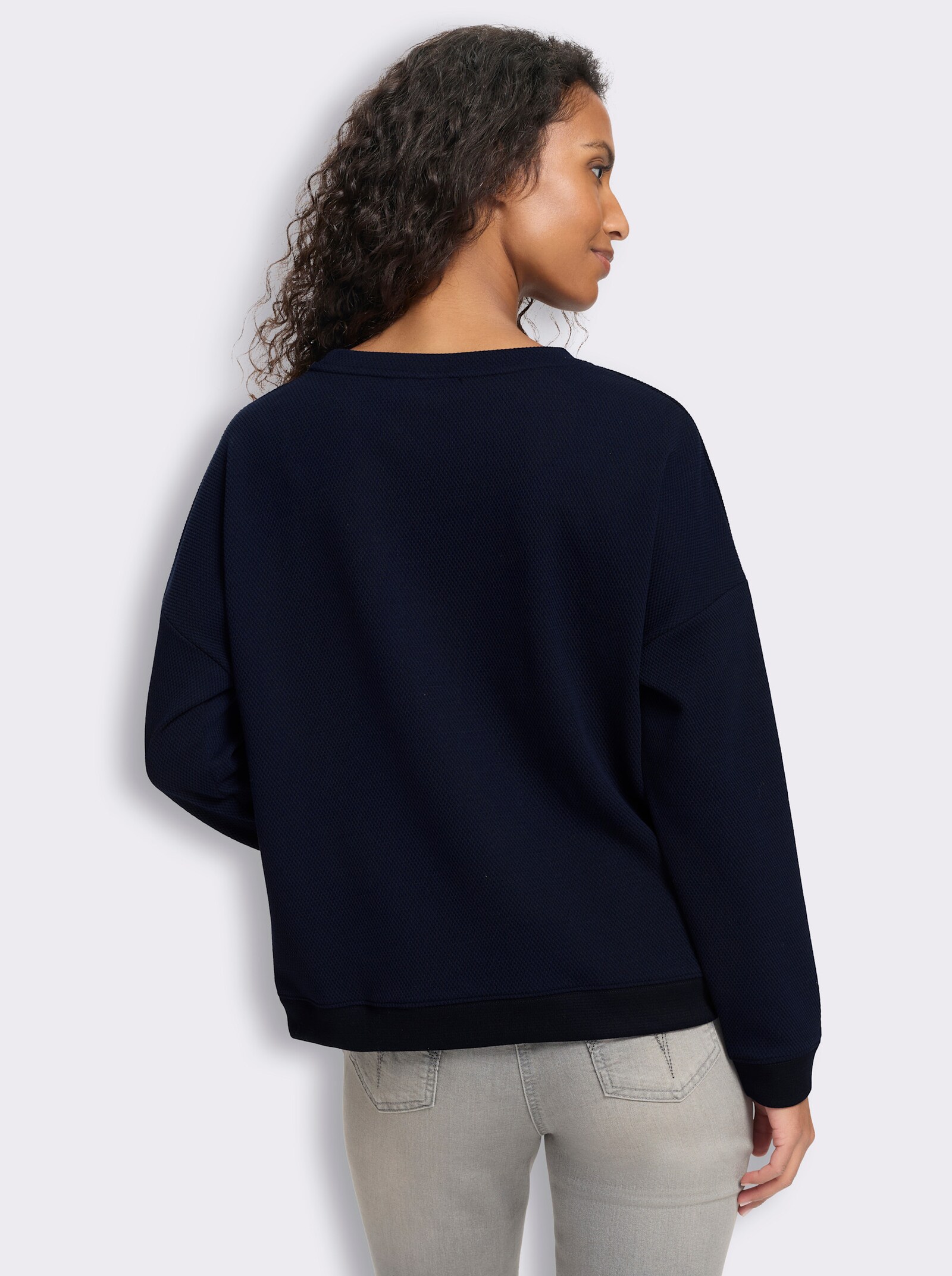 heine Langarmshirt mit Waffelstruktur - marine
